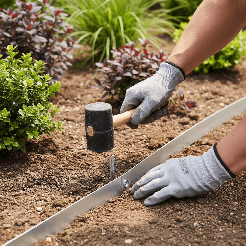 Professional landscape edging installation detail