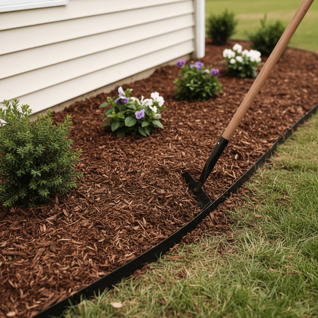 Mulch and plant installation detail showing landscape quality