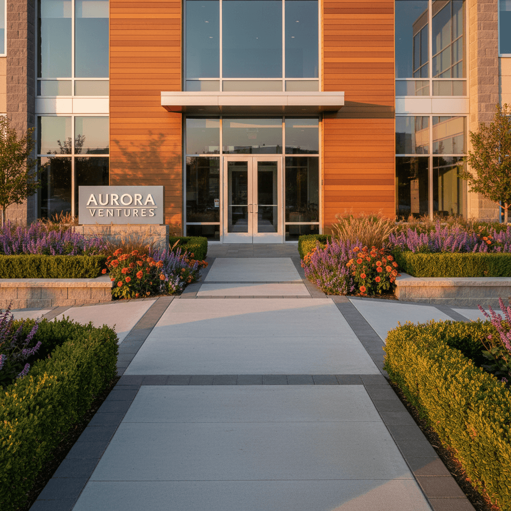 Commercial property landscape installation enhancing curb appeal