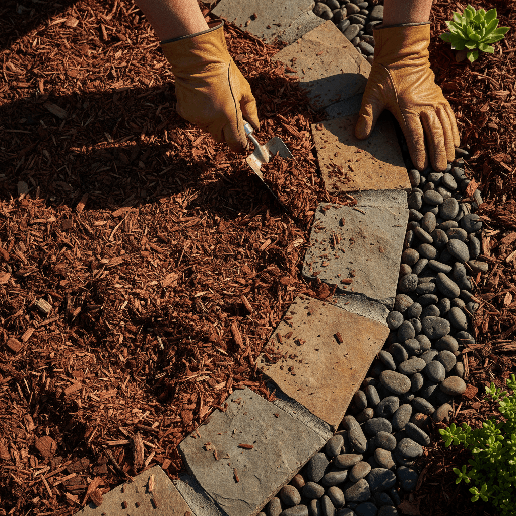 Landscape material installation and finishing detail