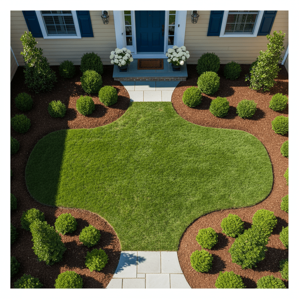 Front yard landscape transformation showing design and installation