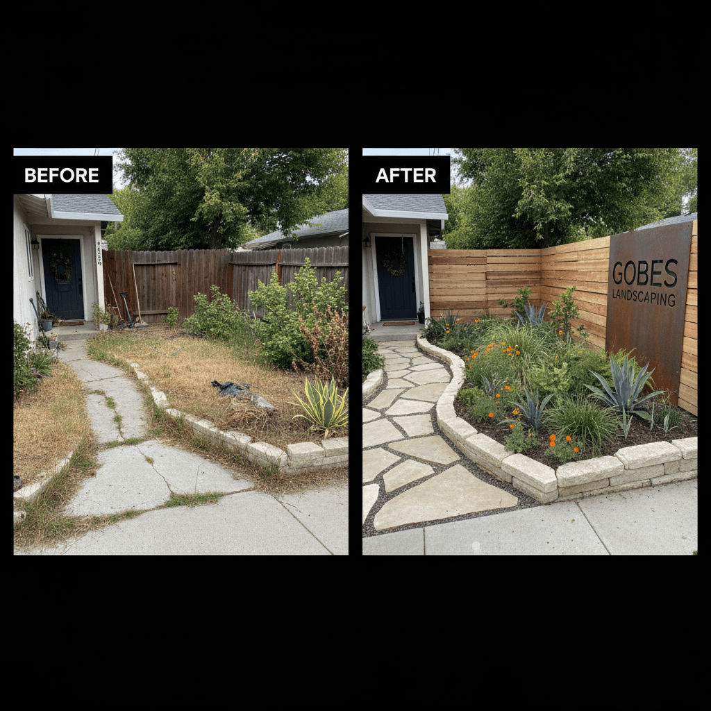 Completed landscape project showing improved curb appeal and property value